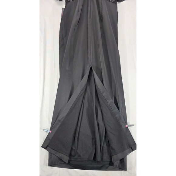 Adrianna Papell Formal Gown Maxi Dress Black Satin Sequin Long NWT Glam 16W - Picture 5 of 16